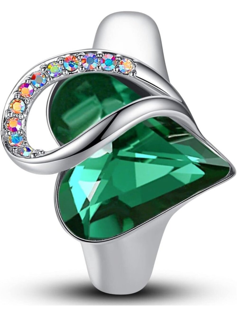 Adjustable Infinity Love Heart Ring with Birthstone Crystals - Healing Jewelry
